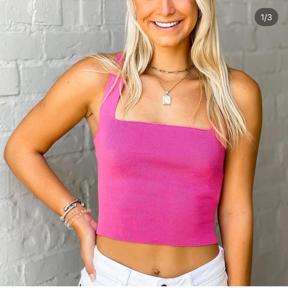 Hot Pink Corset Tank Top with Bow - Picture 2 of 5